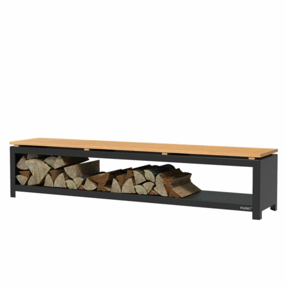 Adezz Corten Steel Bench and Wood Storage - Image 6