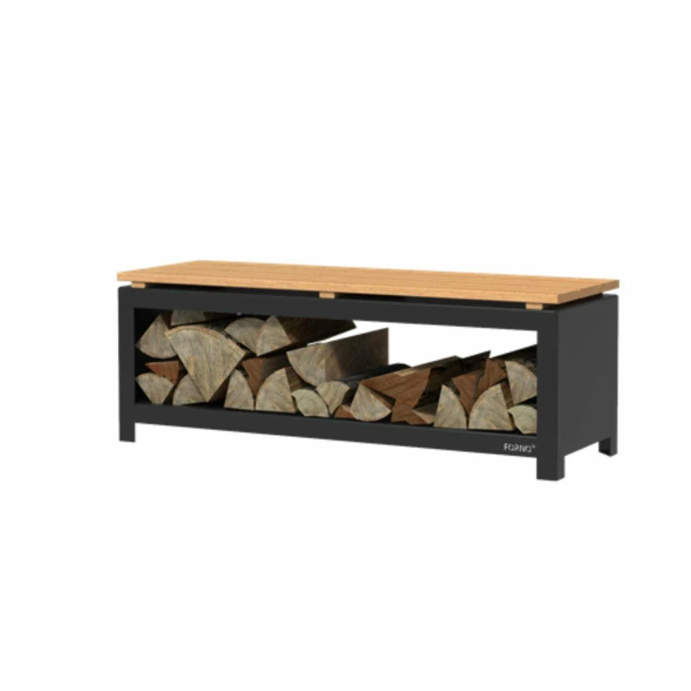 Adezz Corten Steel Bench and Wood Storage - Image 9