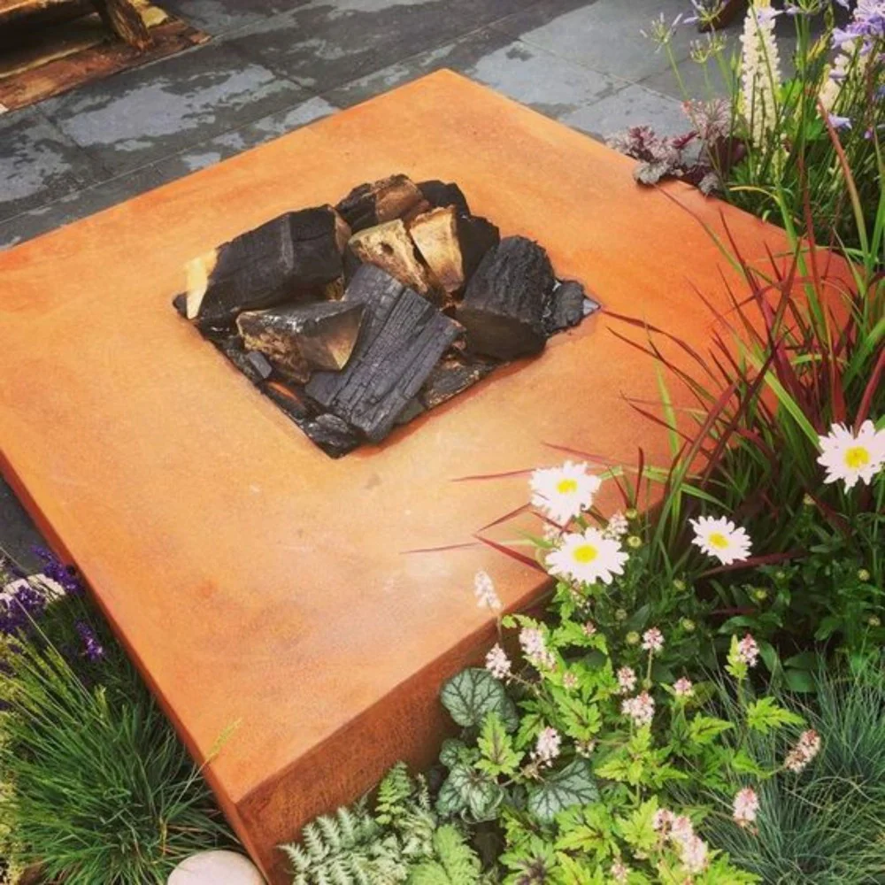 Adezz Forno Large Square Fire Pit Table Corten Steel 120cm - Image 4