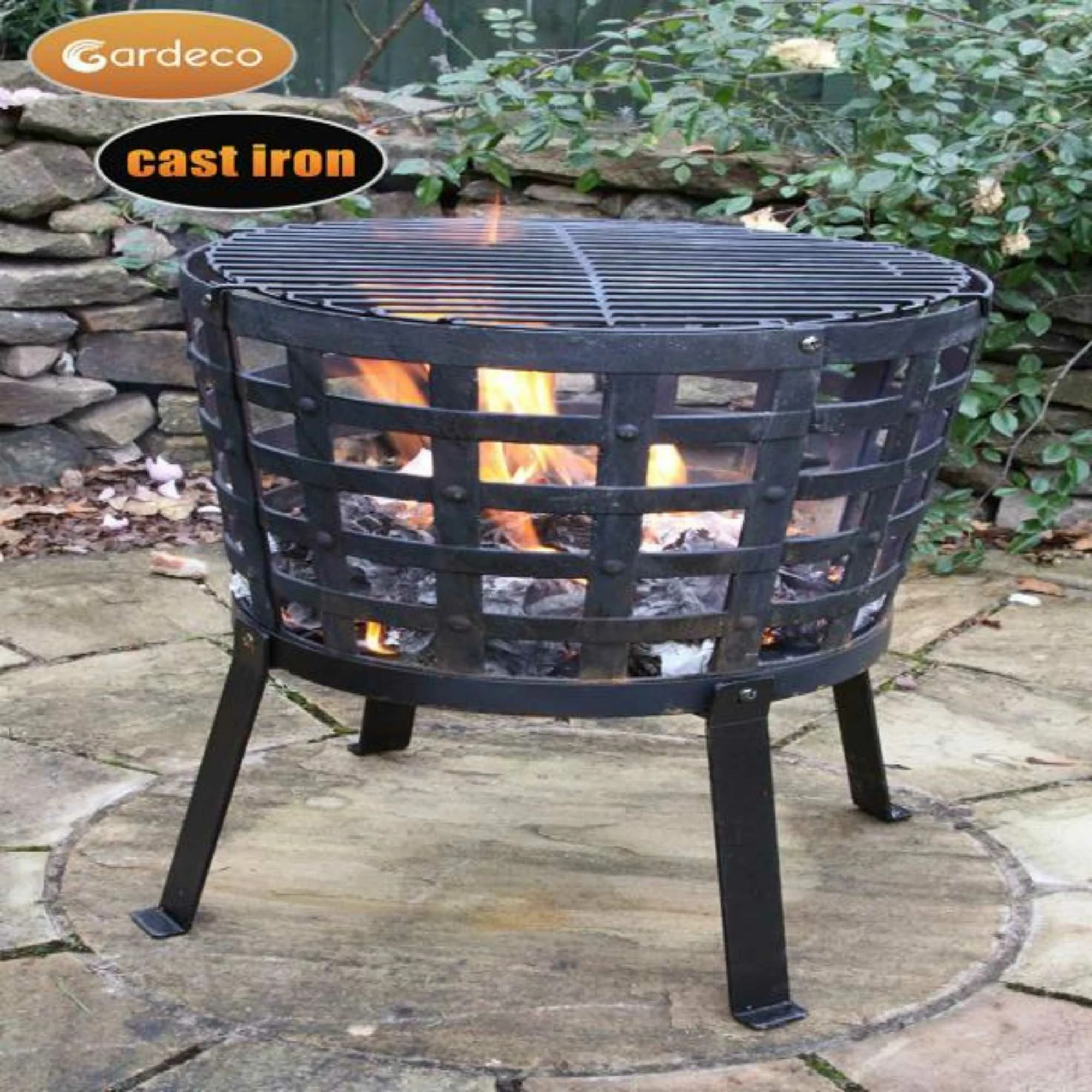 Gardeco Aragon Portable Fire Basket in Cast Iron - Image 5