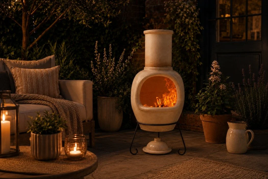 Gardeco Asteria Clay Chimenea XL in Glazed Cappucino - Image 3