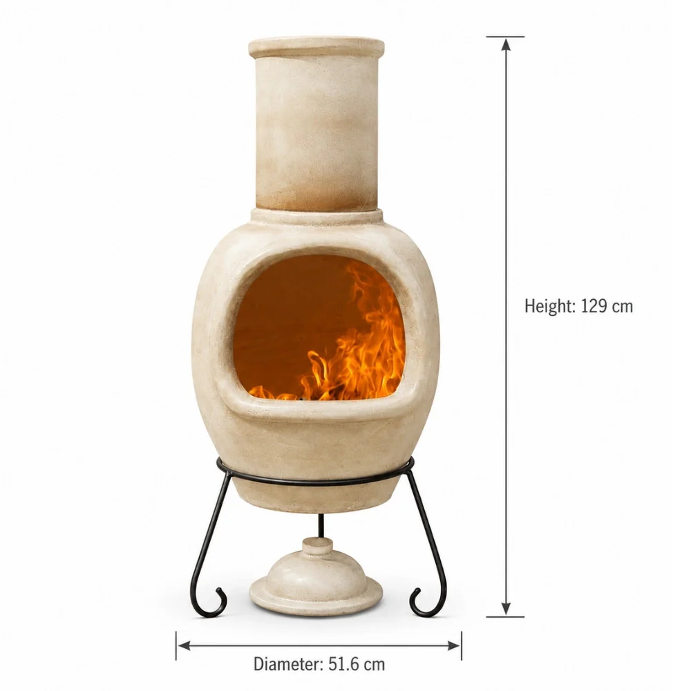 Gardeco Asteria Clay Chimenea XL in Glazed Cappucino - Image 6
