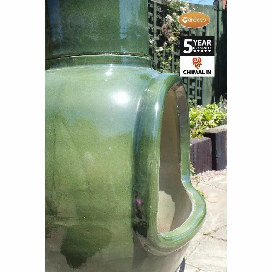 Gardeco Asteria Clay Chimenea XL in Glazed Green - Image 5