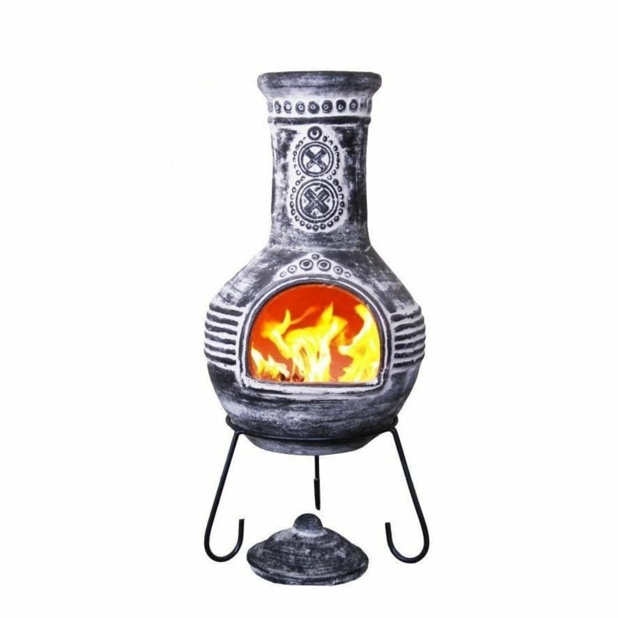 Gardeco Azteca XL Mexican Chimenea Rustic Charcoal Grey - Image 2