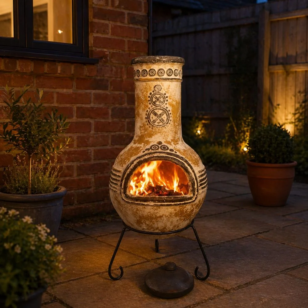 Gardeco Azteca Chimenea in Rustic Yellow, in Large and XLarge