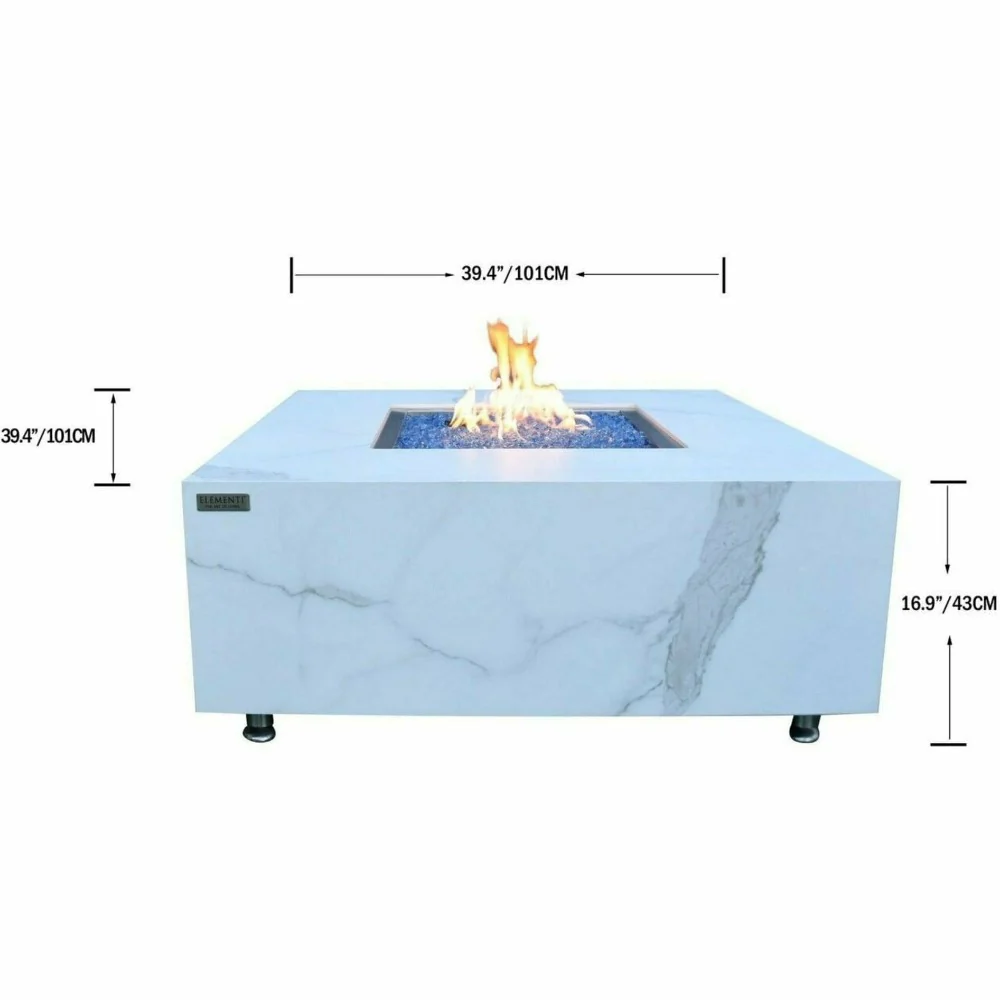 Elementi Fire Bianco Marble Porcelain Fire Table - Image 11