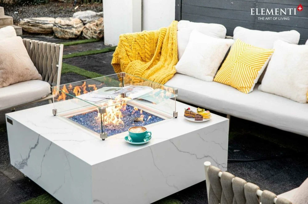 Elementi Fire Bianco Marble Porcelain Fire Table - Image 3