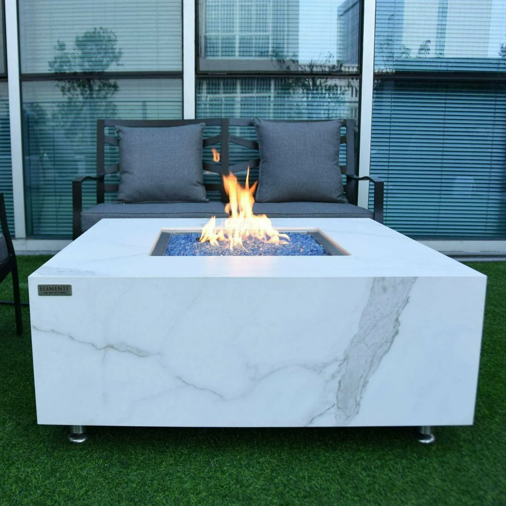 Elementi Fire Bianco Marble Porcelain Fire Table - Image 4