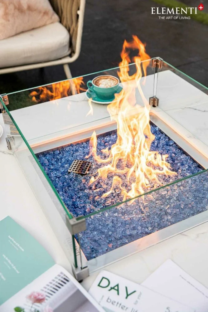 Elementi Fire Bianco Marble Porcelain Fire Table - Image 5