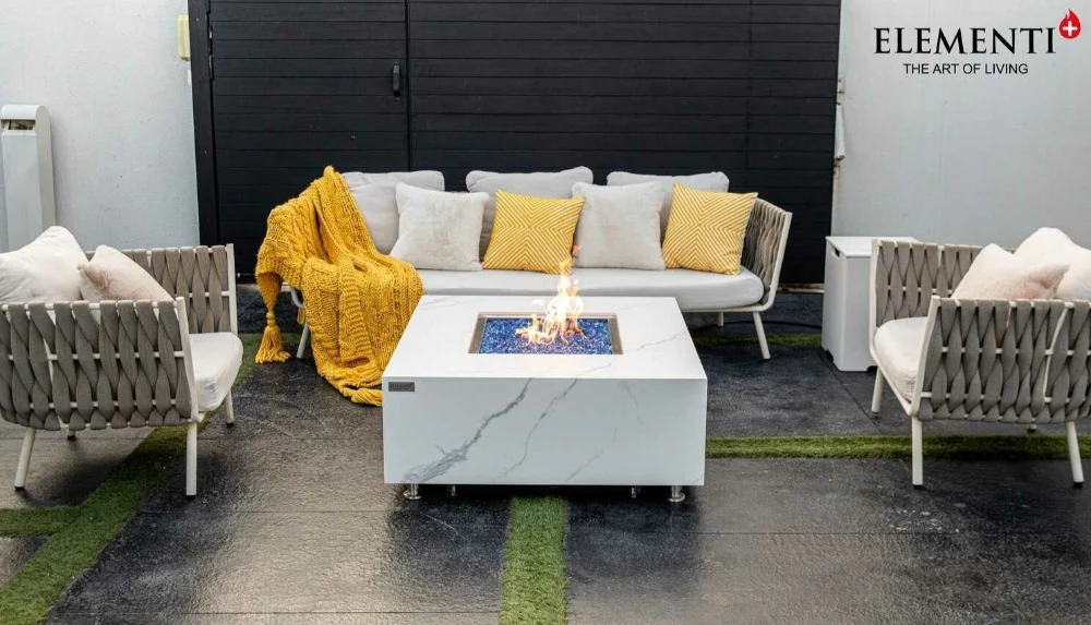 Elementi Fire Bianco Marble Porcelain Fire Table - Image 7