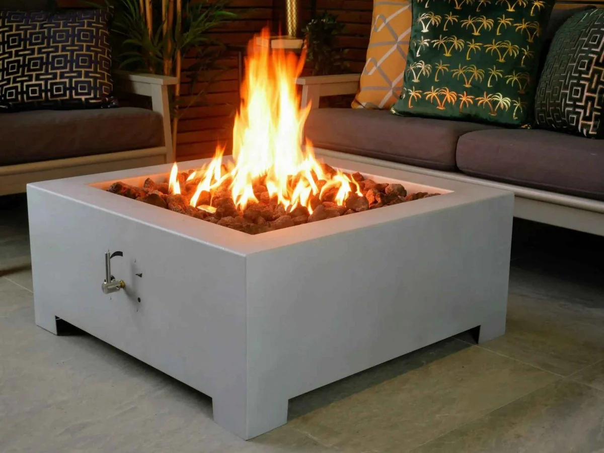 Brightstar Fires Callisto Square Gas Fire Pit Table Zinc - Image 3