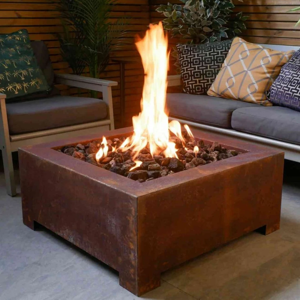 Brightstar Fires Callisto Gas Fire Pit in Corten Steel