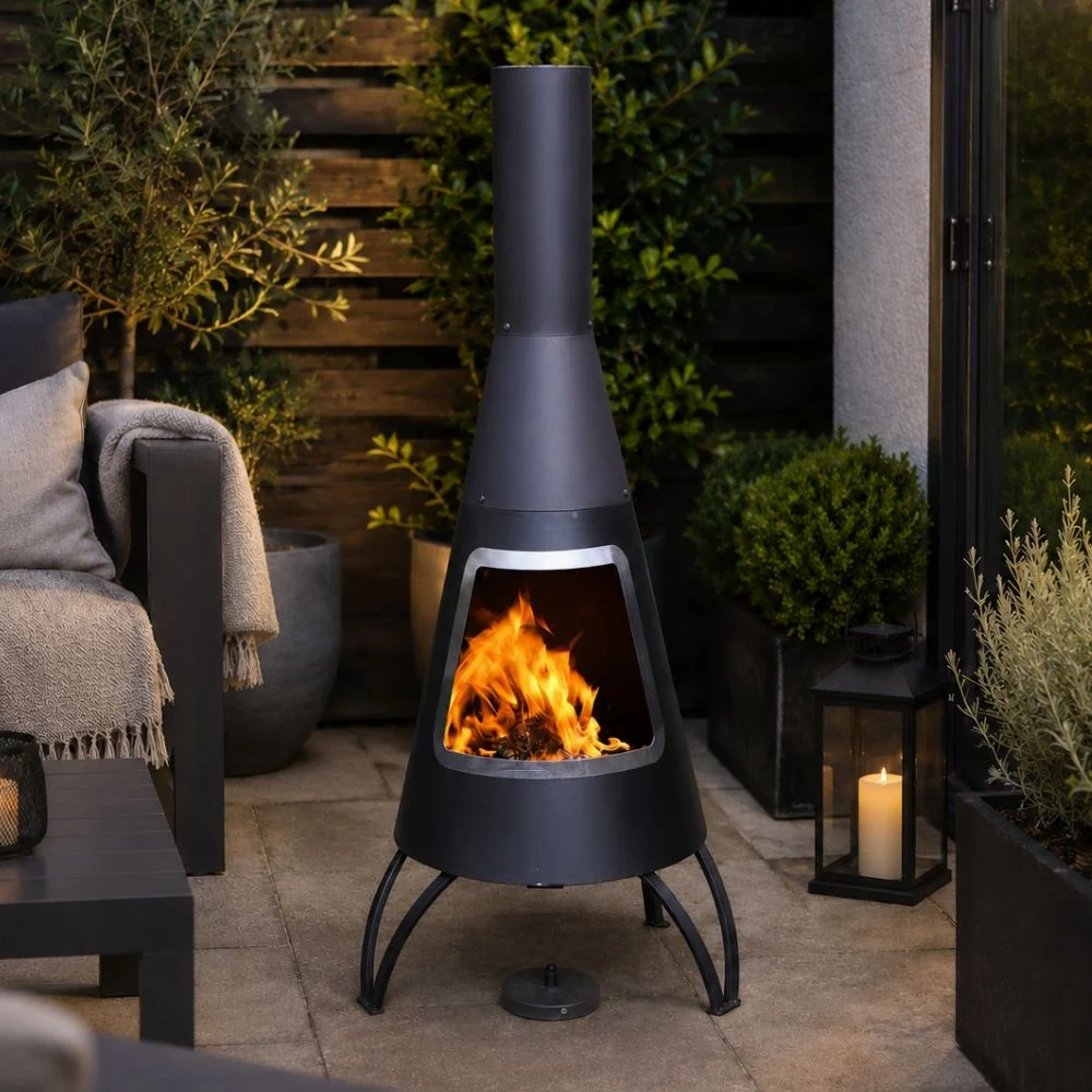 Gardeco Cono Large Conical Shaped Steel Chimenea Black Steel - Image 3