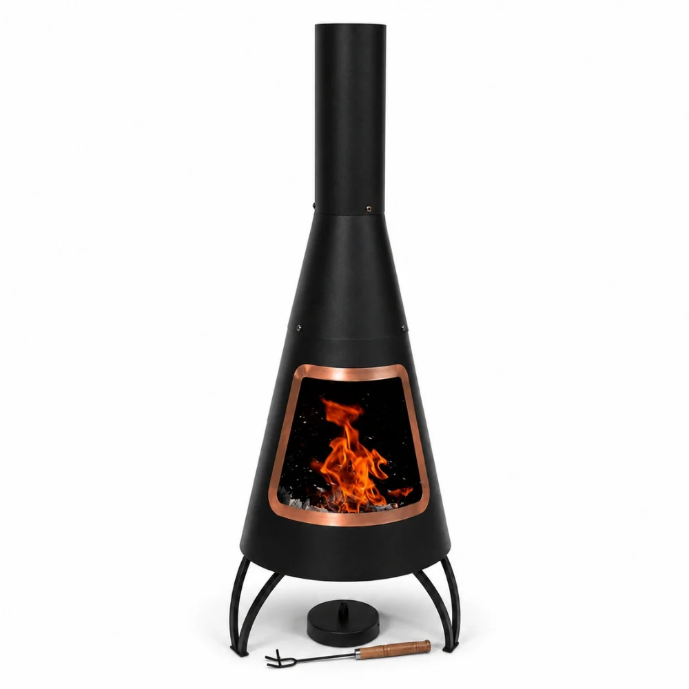 Gardeco Cono Large Conical Shaped Steel Chimenea Black Steel - Image 6