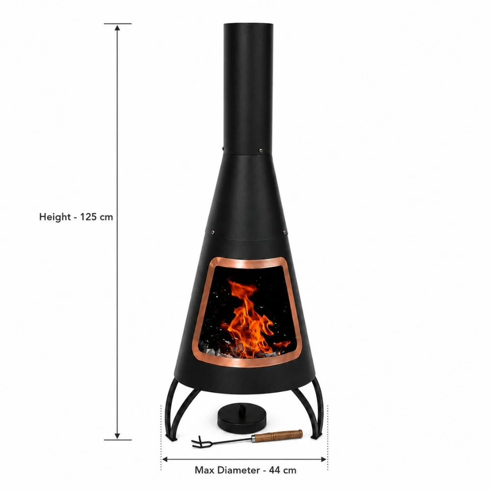 Gardeco Cono Large Conical Shaped Steel Chimenea Black Steel - Image 7