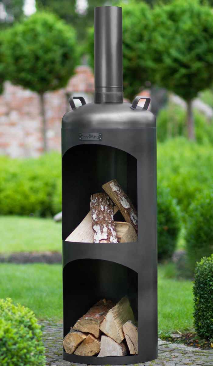 Cook King Faro Outdoor Garden Stove Black Steel with Integrated Log Store - Image 4