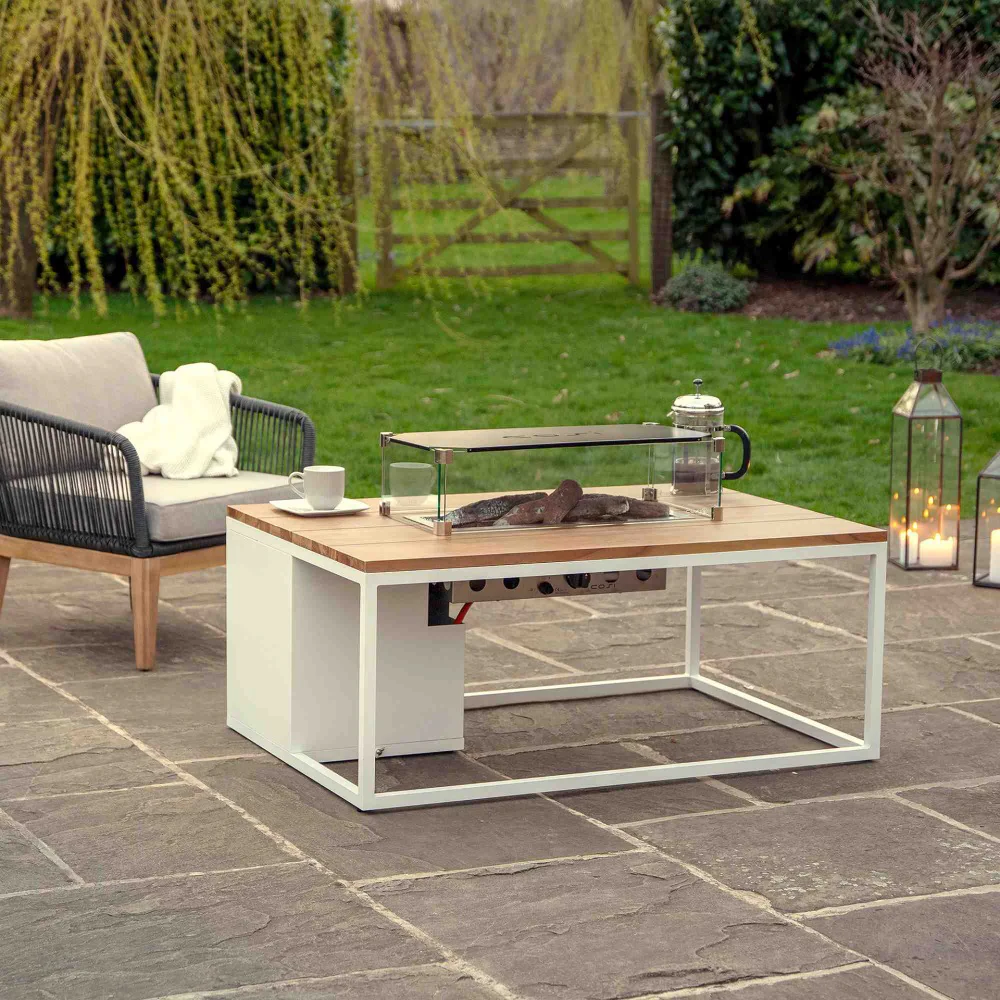 Pacific Lifestyle Cosiloft 120 Gas Fire Pit Table White Aluminium Frame - Image 2