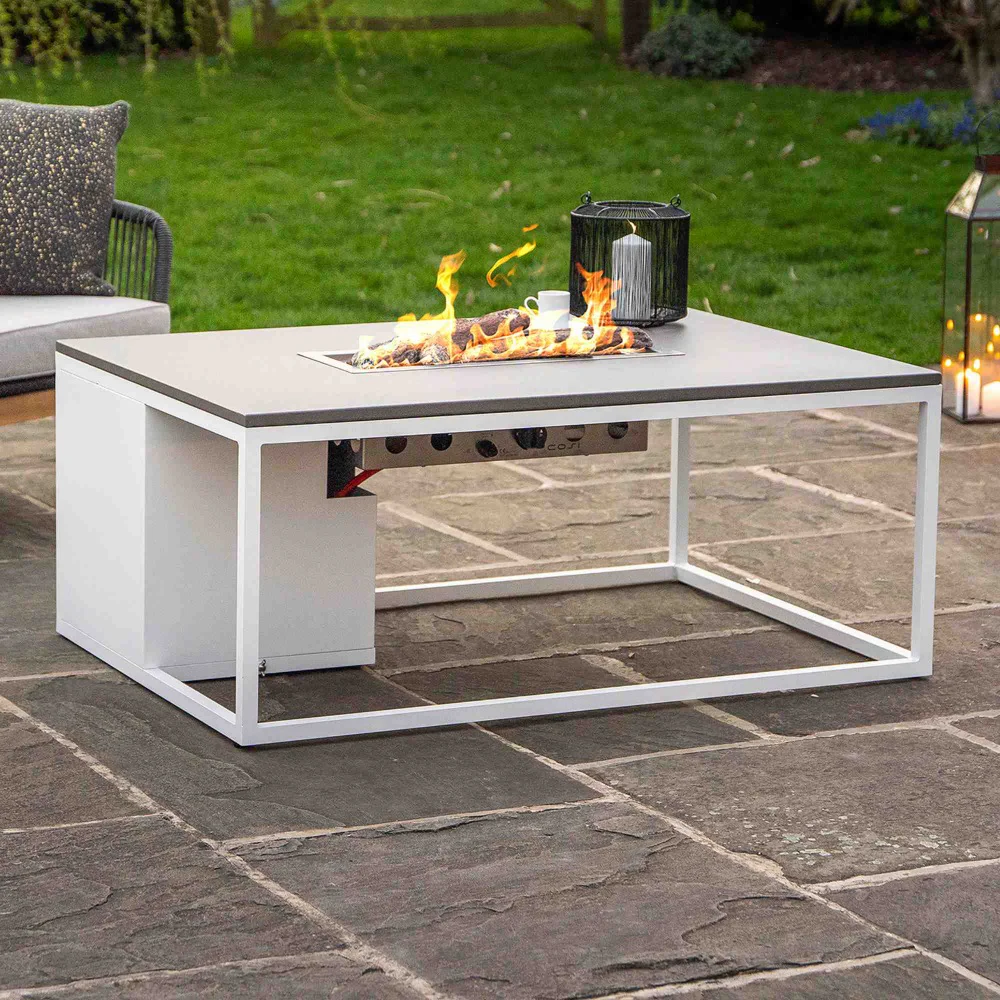 Pacific Lifestyle Cosiloft 120 Gas Fire Pit Table White Aluminium Frame - Image 3