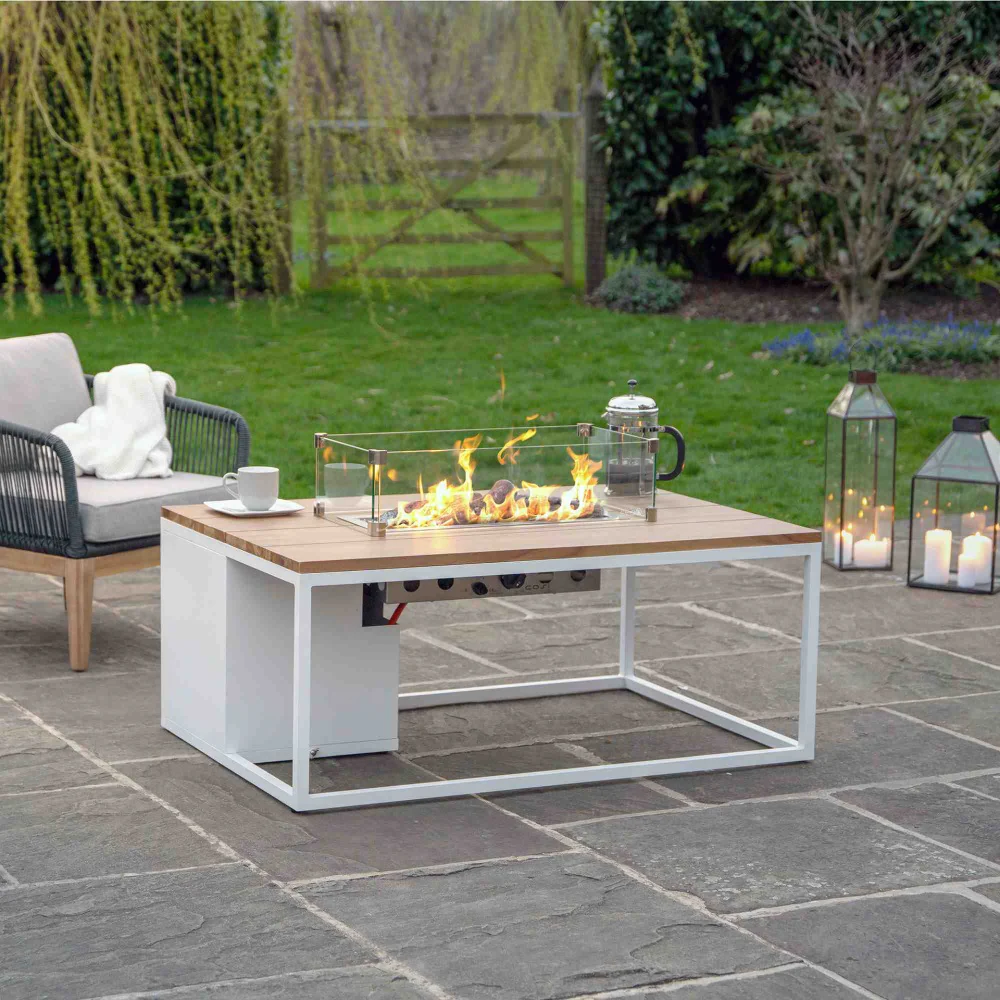 Pacific Lifestyle Cosiloft 120 Gas Fire Pit Table White Aluminium Frame - Image 4