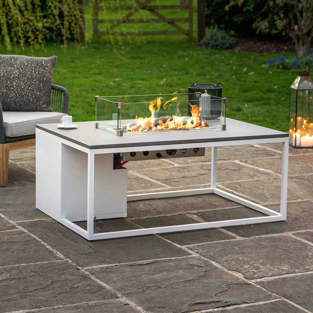Pacific Lifestyle Cosiloft 120 Gas Fire Pit Table White Aluminium Frame - Image 5
