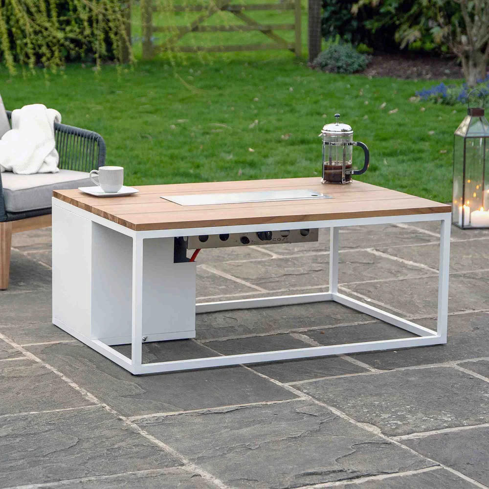 Pacific Lifestyle Cosiloft 120 Gas Fire Pit Table White Aluminium Frame - Image 6