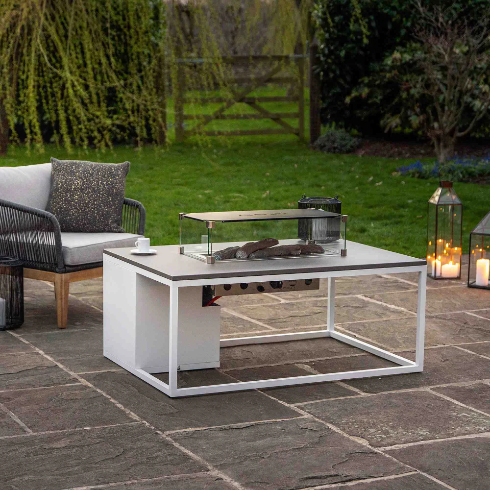 Pacific Lifestyle Cosiloft 120 Gas Fire Pit Table White Aluminium Frame - Image 7