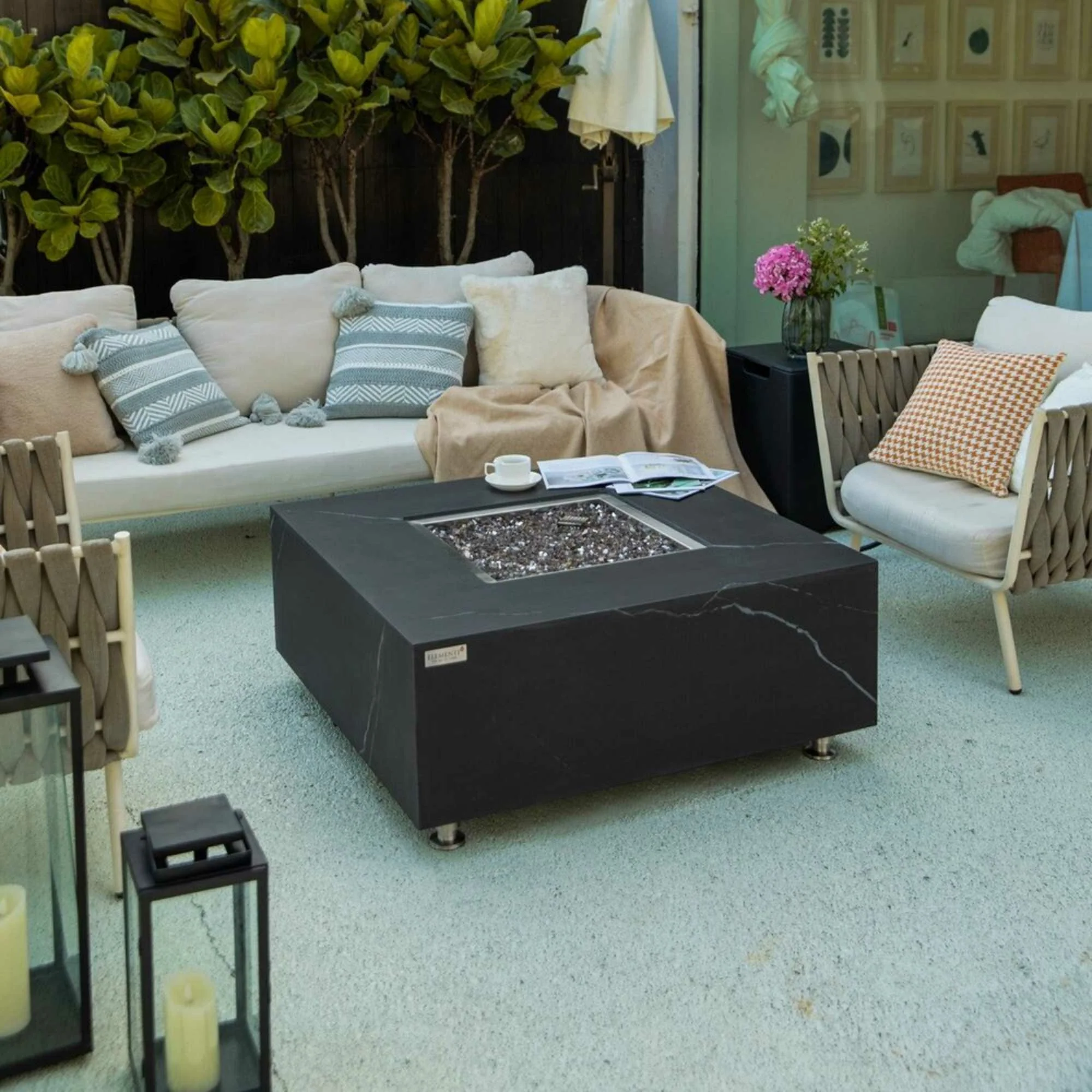 Elementi Fire Sophia Marble Porcelain Gas Fire Pit Table - Image 3