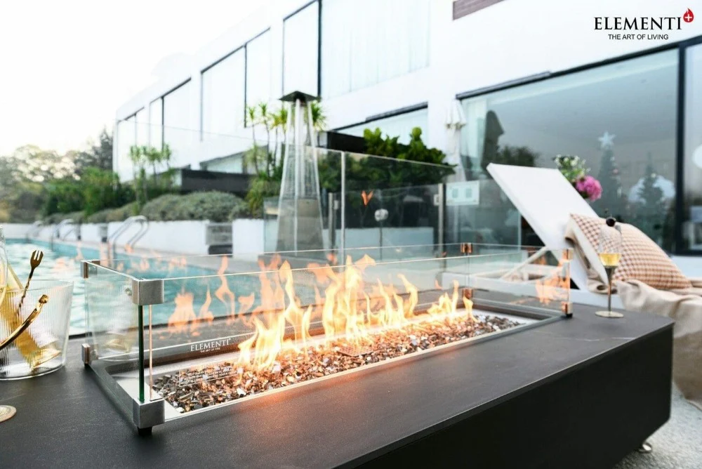 Elementi Fire Valencia Black Marble Porcelain Gas Fire Pit Table - Image 3