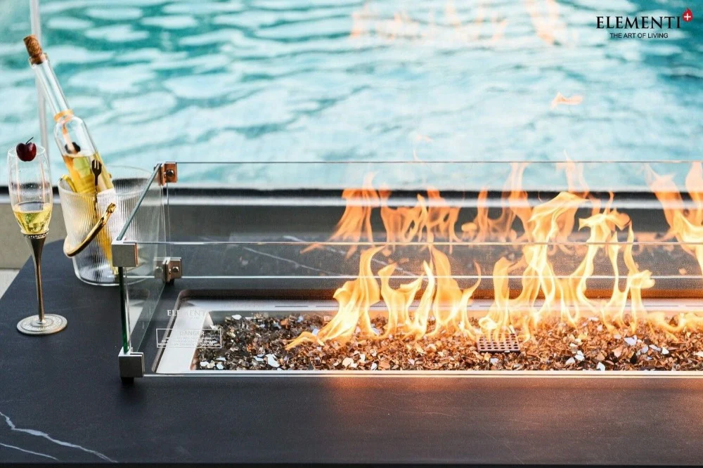 Elementi Fire Valencia Black Marble Porcelain Gas Fire Pit Table - Image 4
