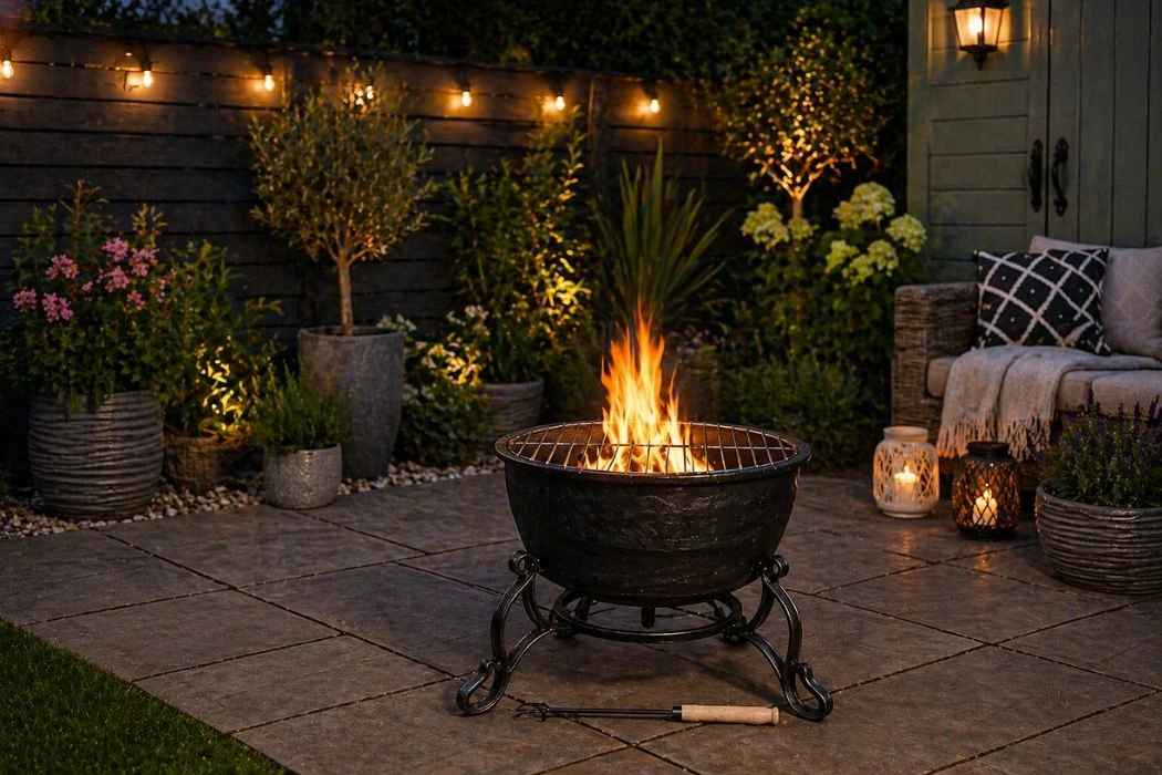 Gardeco Elidir Portable Cast Iron Fire Pit inc BBQ Grill - Image 4