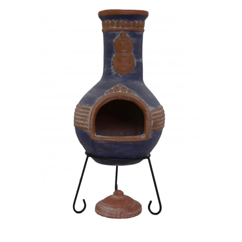 Gardeco Azteca XL Mexican Chimenea in Blue and Orange - Image 2