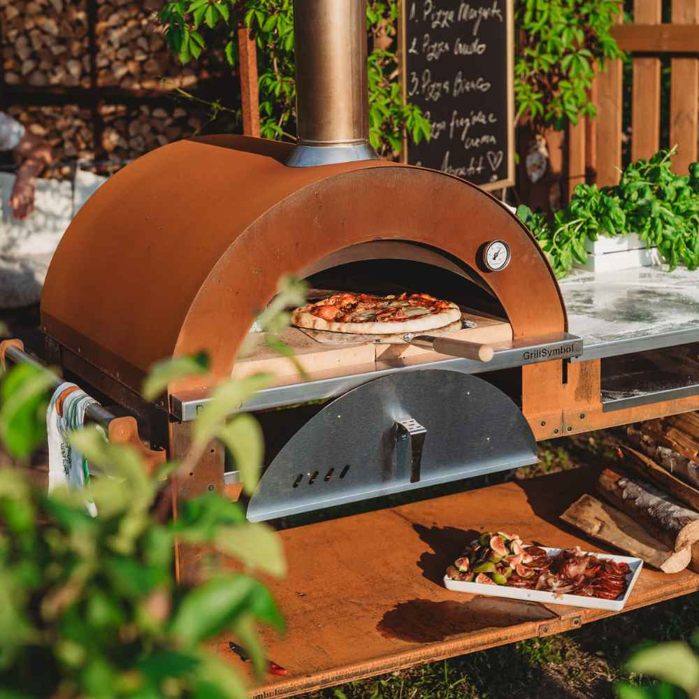 GrillSymbol Pizzo XL Set Wood Fired Pizza Oven with Stand and Side Table Corten Steel - Image 5