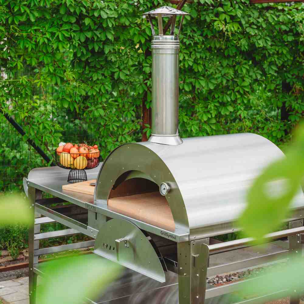 GrillSymbol Pizzo-XL-Set-Inox Wood Fired Pizza Oven with Stand and Side Table - Image 3