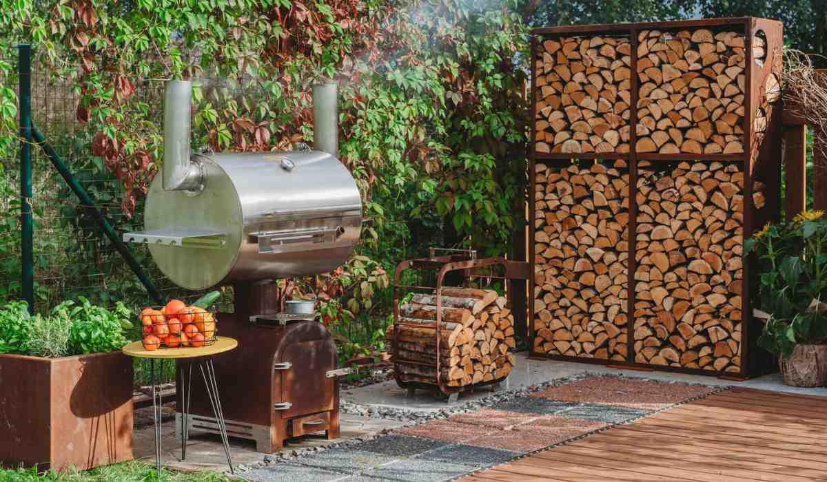 Grillsymbol Wood Wall Corten Steel Wood Wall 2 - Image 5