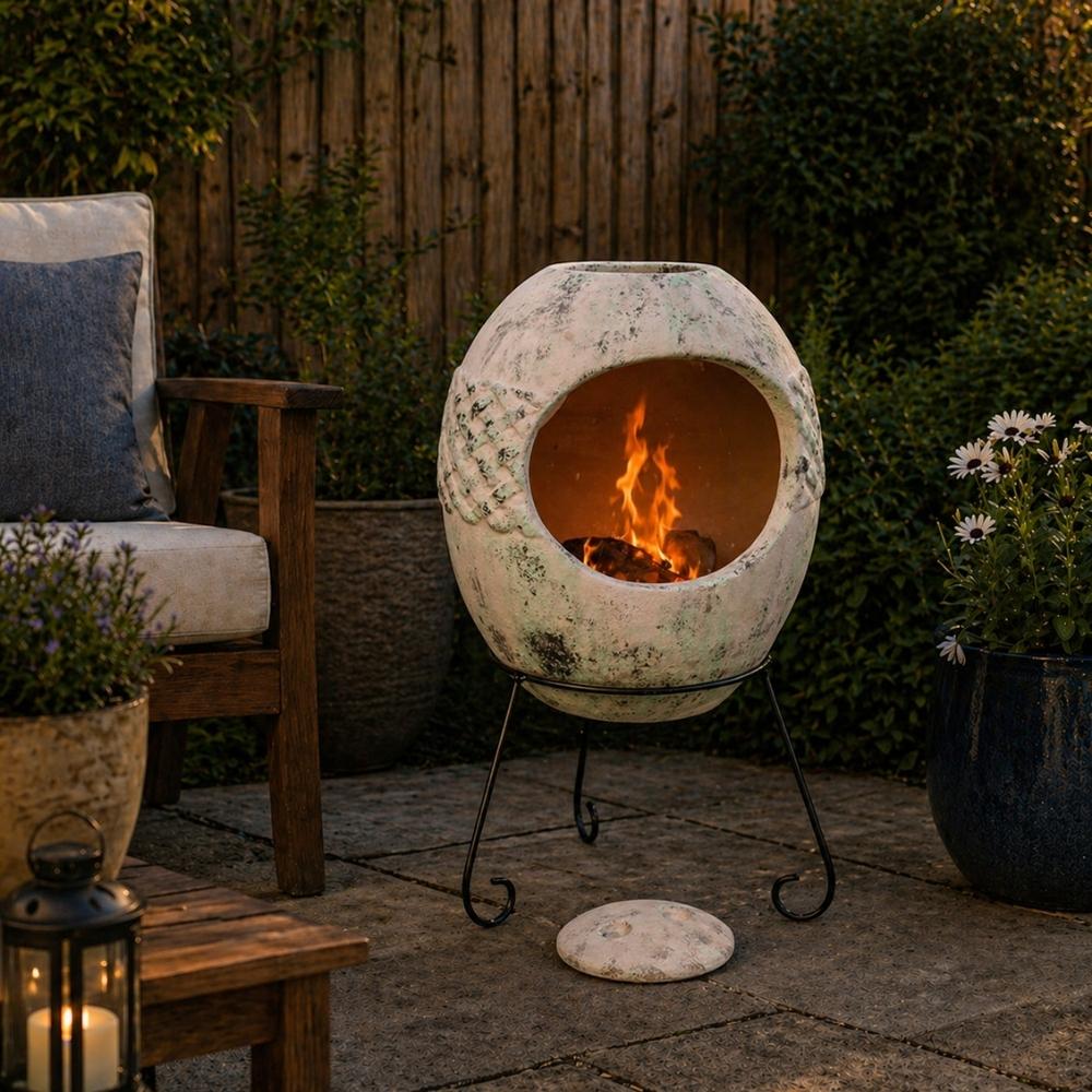Gardeco Haeddyn Mexican Clay Chimenea Ellipse Shaped inc Stand and Lid  - Image 3