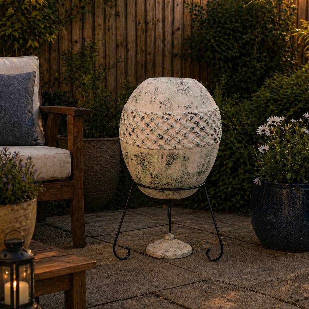 Gardeco Haeddyn Mexican Clay Chimenea Ellipse Shaped inc Stand and Lid  - Image 4
