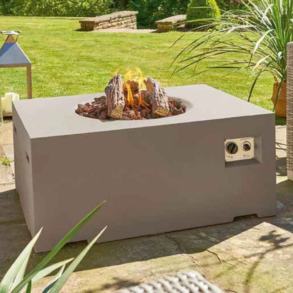 Happy Cocooning Gas Fired Rectangular Fire Pit in Grey, Black or Brown - Image 3