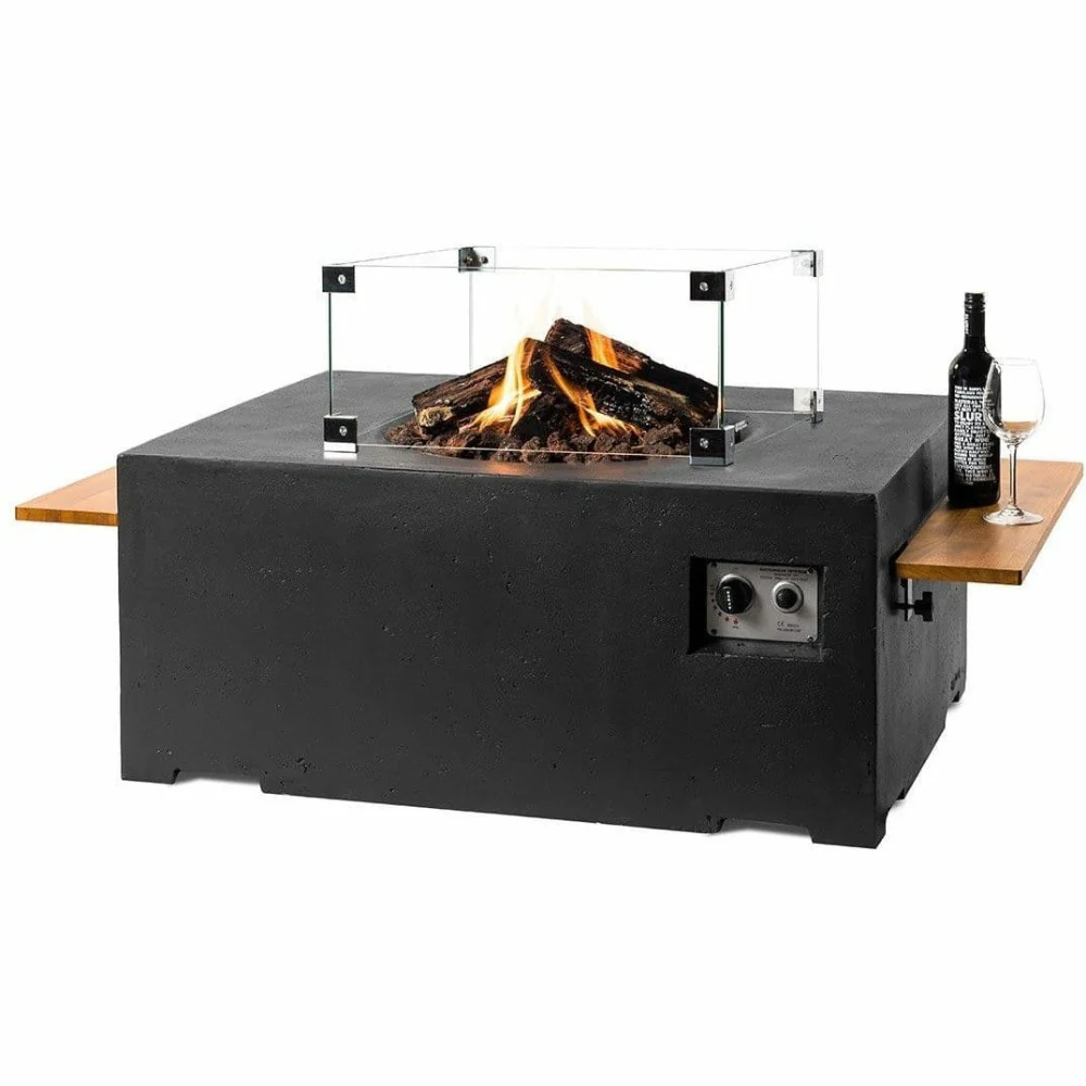 Happy Cocooning Gas Fired Rectangular Fire Pit in Grey, Black or Brown - Image 6