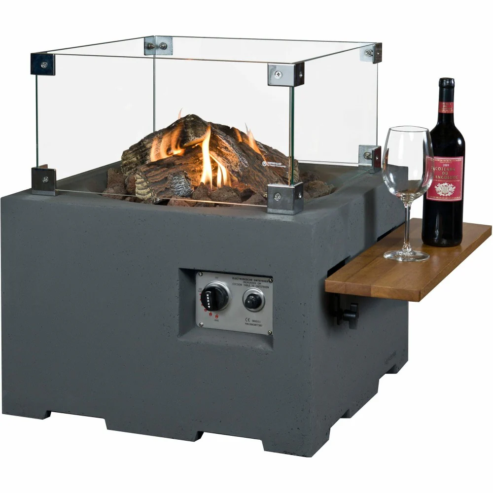 Happy Cocooning Gas Fire Pit Square 76cm Grey and Black - Image 3