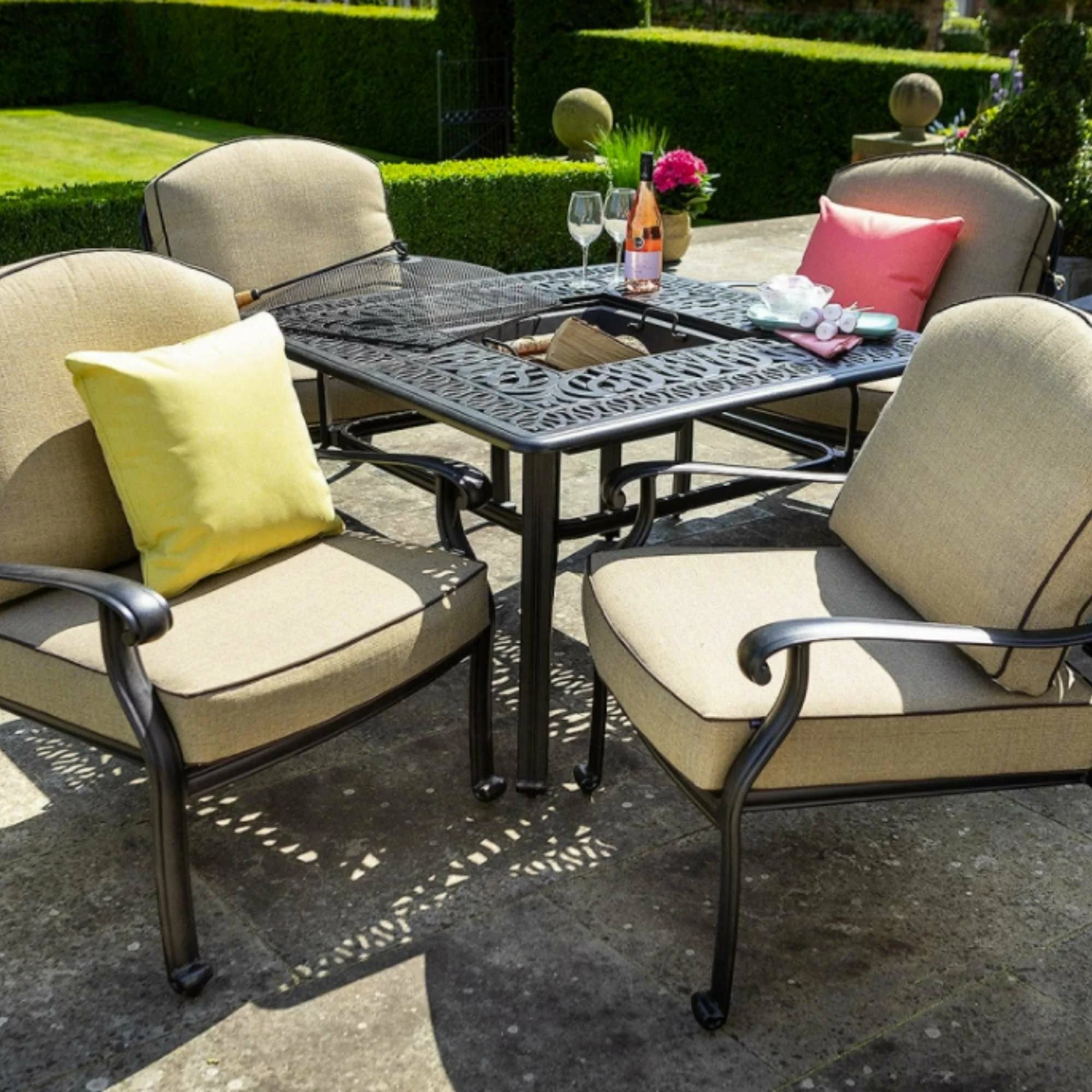 Hartman Amalfi Square Fire Pit Table 4 Seat Lounge Set - Image 5