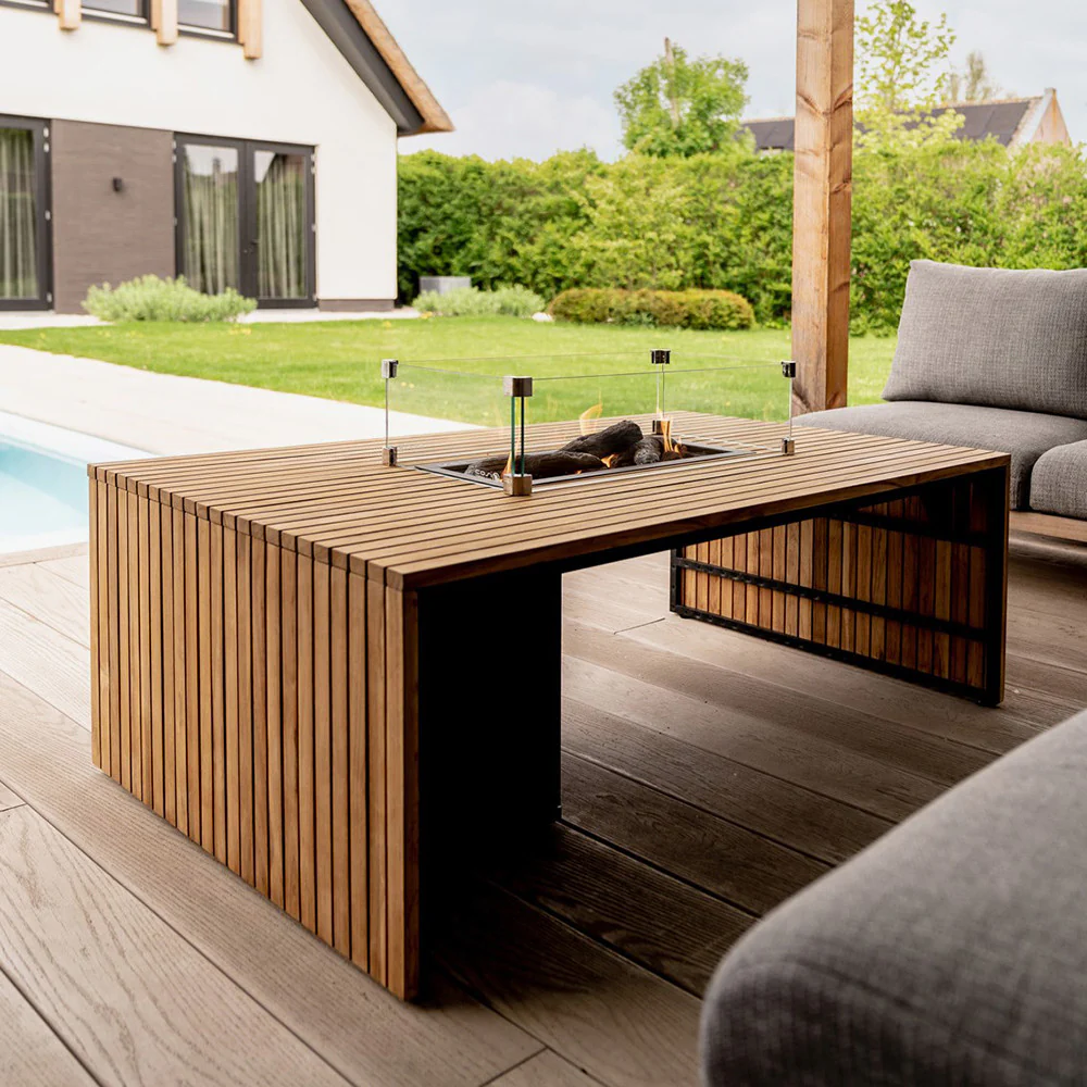 Pacific Lifestyle Cosibridge 140 Teak Rectangle Gas Fire Pit
