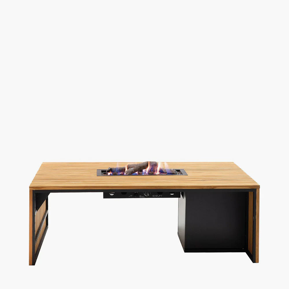 Pacific Lifestyle Cosibridge 140 Teak Rectangle Gas Fire Pit - Image 2