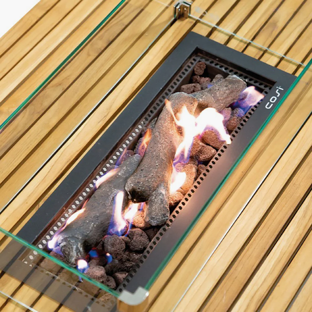 Pacific Lifestyle Cosibridge 140 Teak Rectangle Gas Fire Pit - Image 3