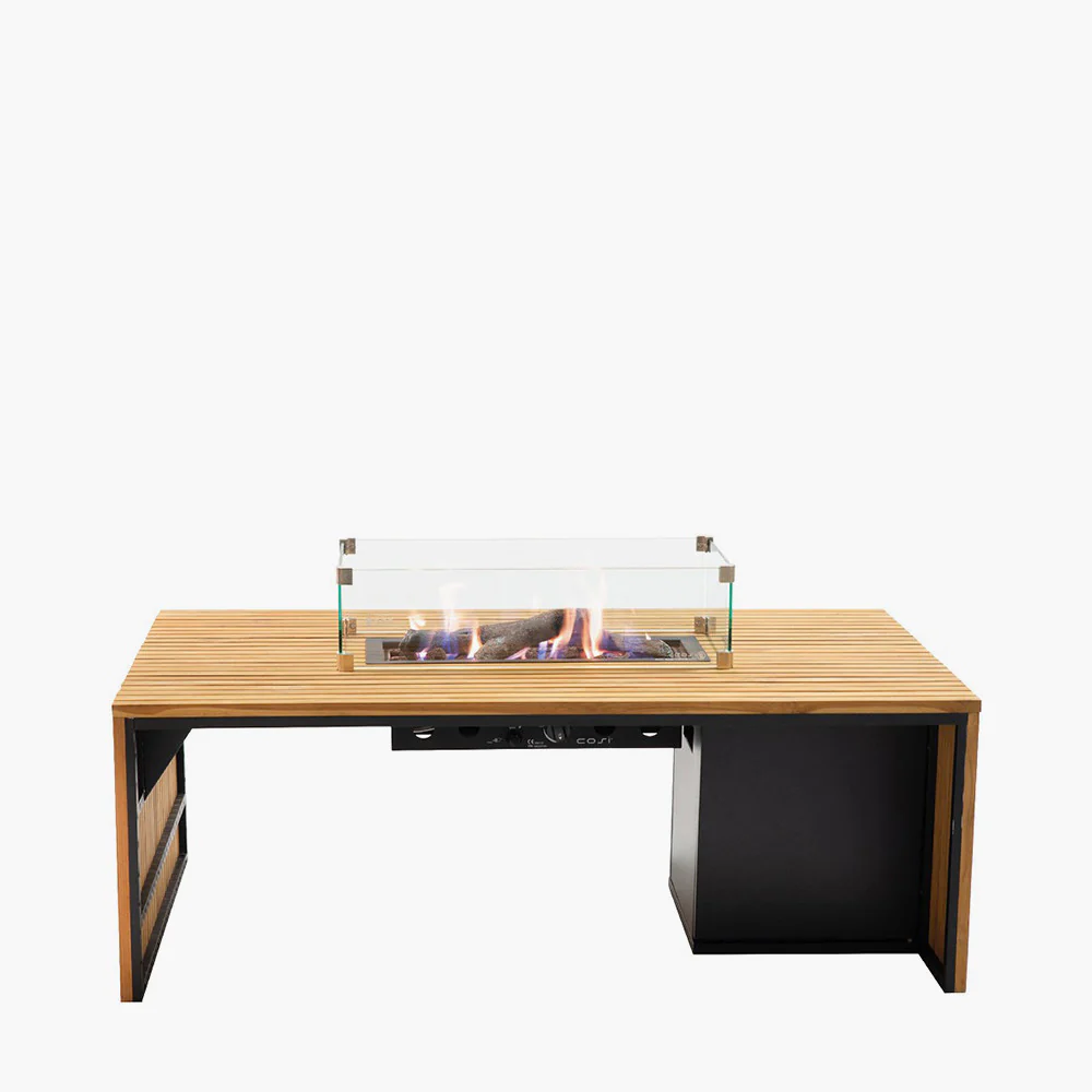 Pacific Lifestyle Cosibridge 140 Teak Rectangle Gas Fire Pit - Image 4