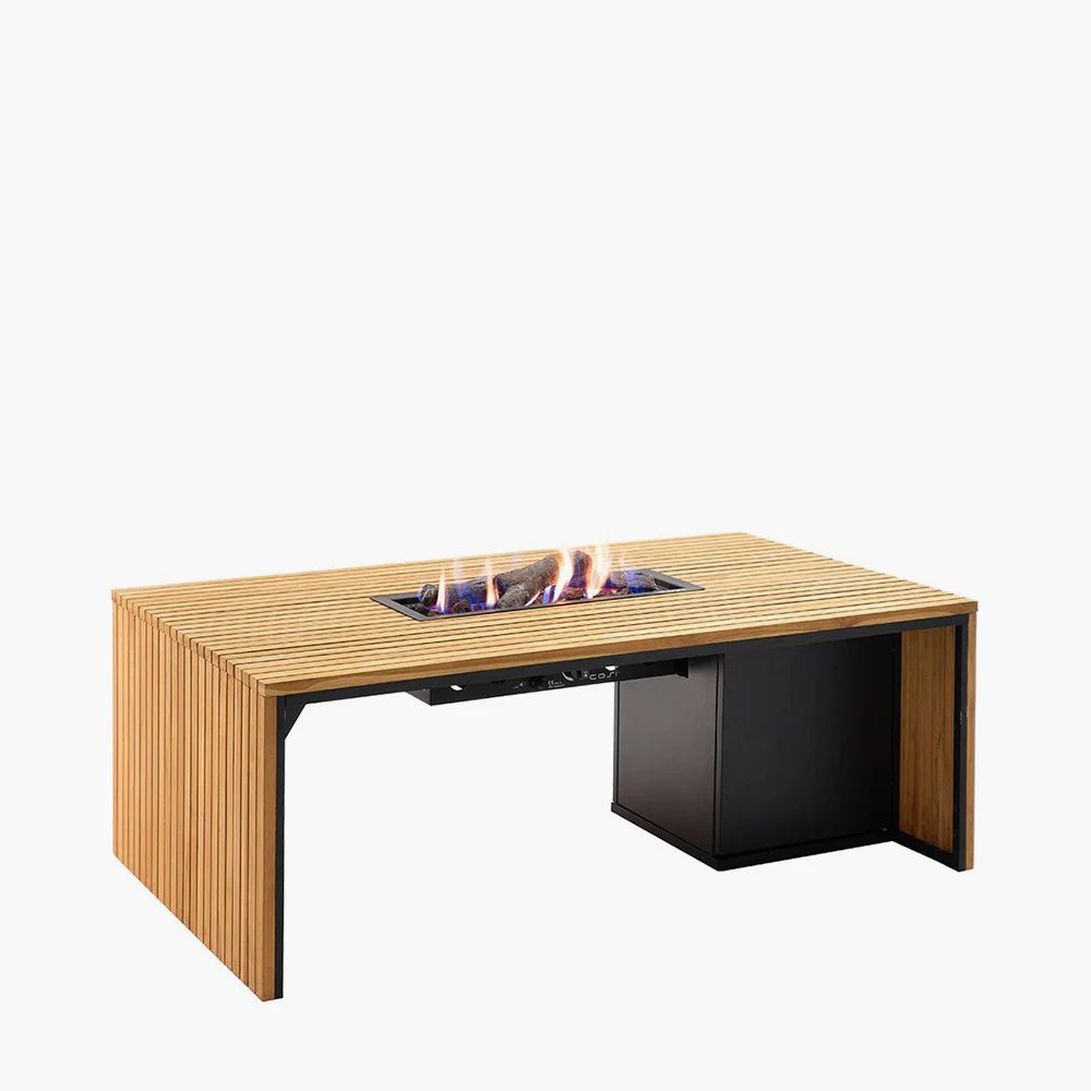 Pacific Lifestyle Cosibridge 140 Teak Rectangle Gas Fire Pit - Image 5