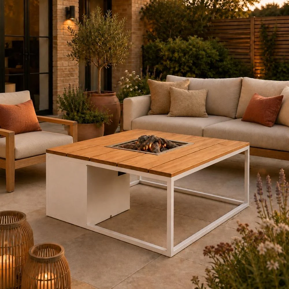 Pacific Lifestyle Cosiloft 100 Gas Fire Pit Table White Aluminium Frame - Image 3