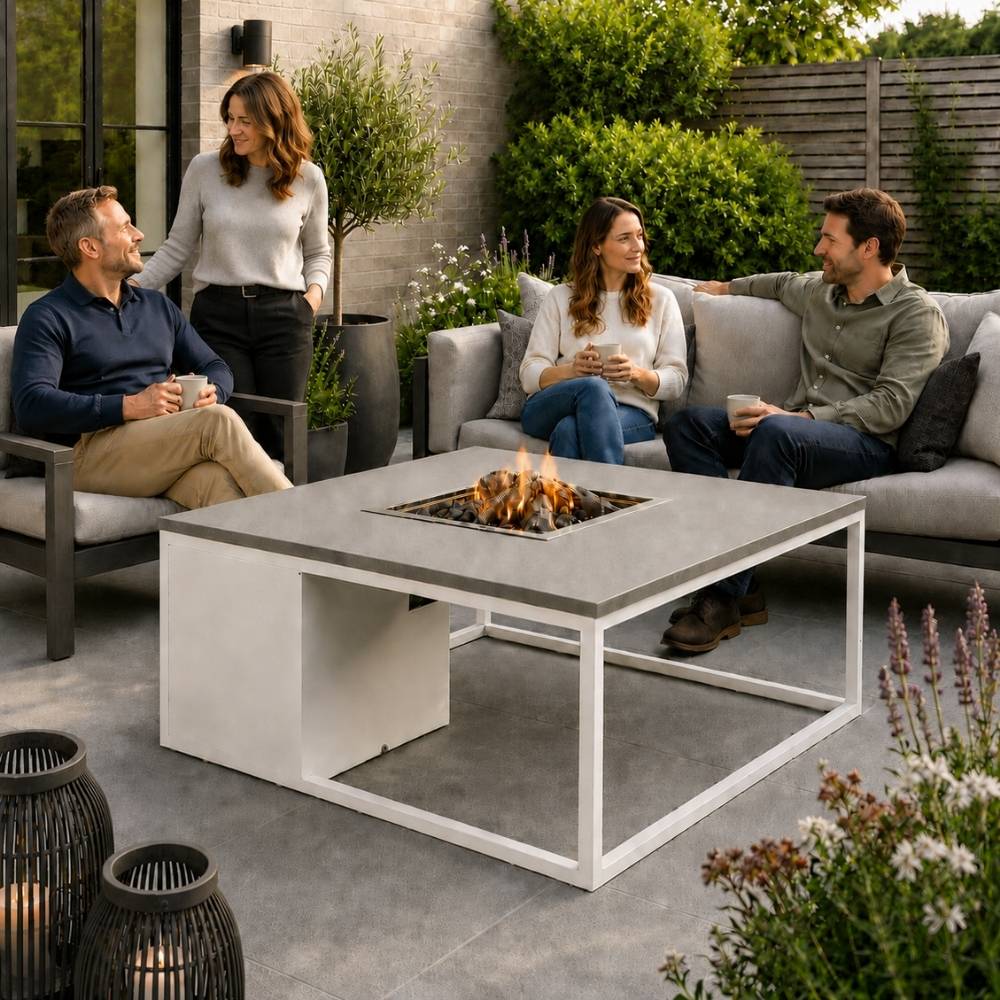 Pacific Lifestyle Cosiloft 100 Gas Fire Pit Table White Aluminium Frame - Image 4