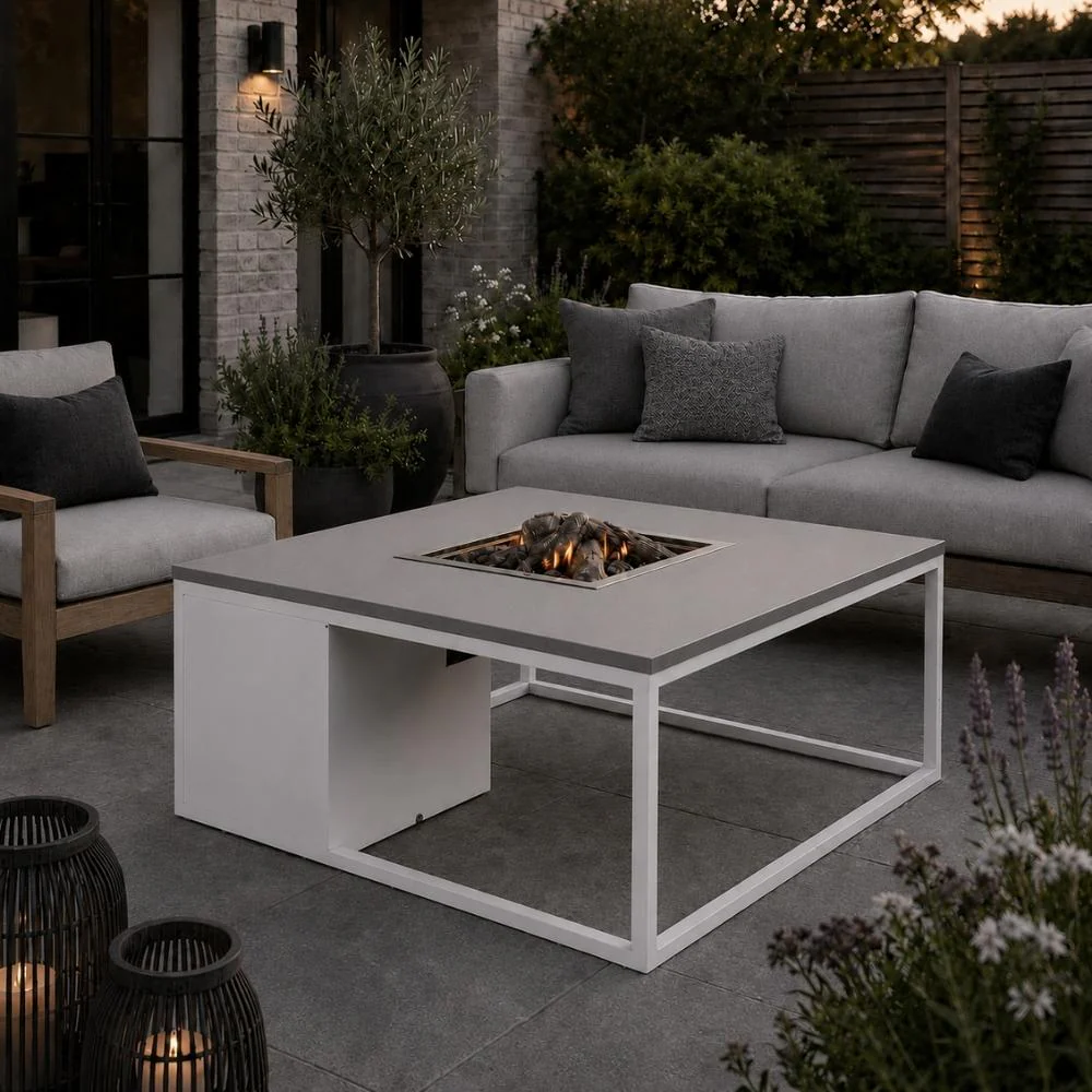 Pacific Lifestyle Cosiloft 100 Gas Fire Pit Table White Aluminium Frame - Image 5
