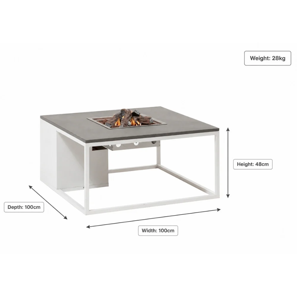 Pacific Lifestyle Cosiloft 100 Gas Fire Pit Table White Aluminium Frame - Image 9