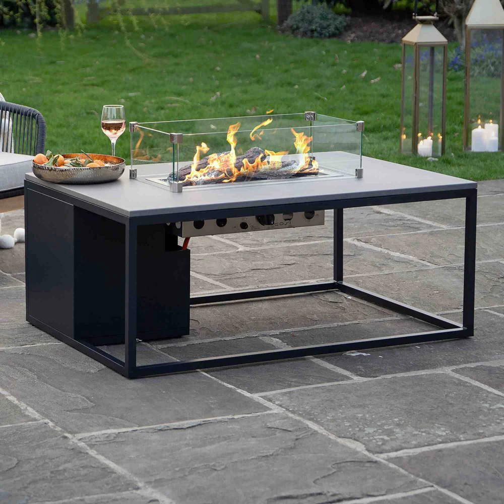 Pacific Lifestyle Cosiloft 120 Gas Fire Pit Table Black Aluminium Frame - Image 3
